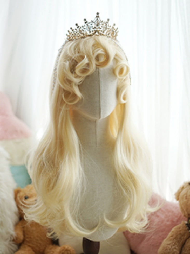 レッド/ライトブロンド/ホワイト/キャラメル 60cm ロングウェーブウィッグ（カール前髪付き）