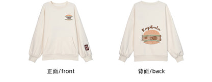Süße Capybara Burger Applikation Beige Dickes Sweatshirt
