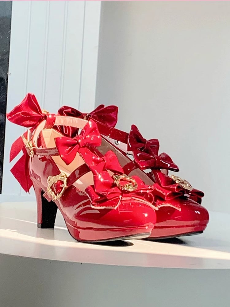Janes Mary Wine Snap Details Bow Red Closure Lolita Hime with