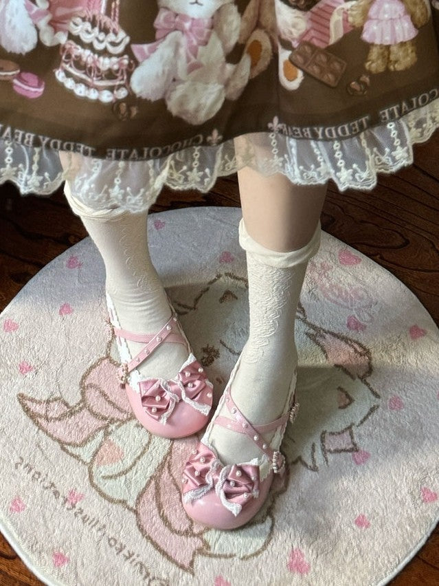 Janes Deep Lolita Classic Mary - Mid-heel Pink Detailing Bead