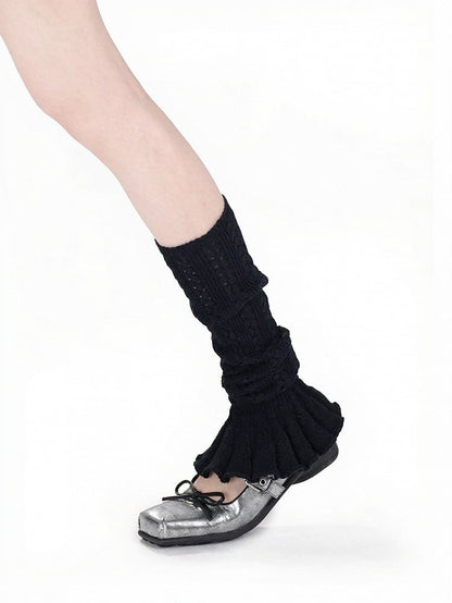 Knit Solid Ruffled Cuff Leg Warmers in 4 Colors - ModaSwings