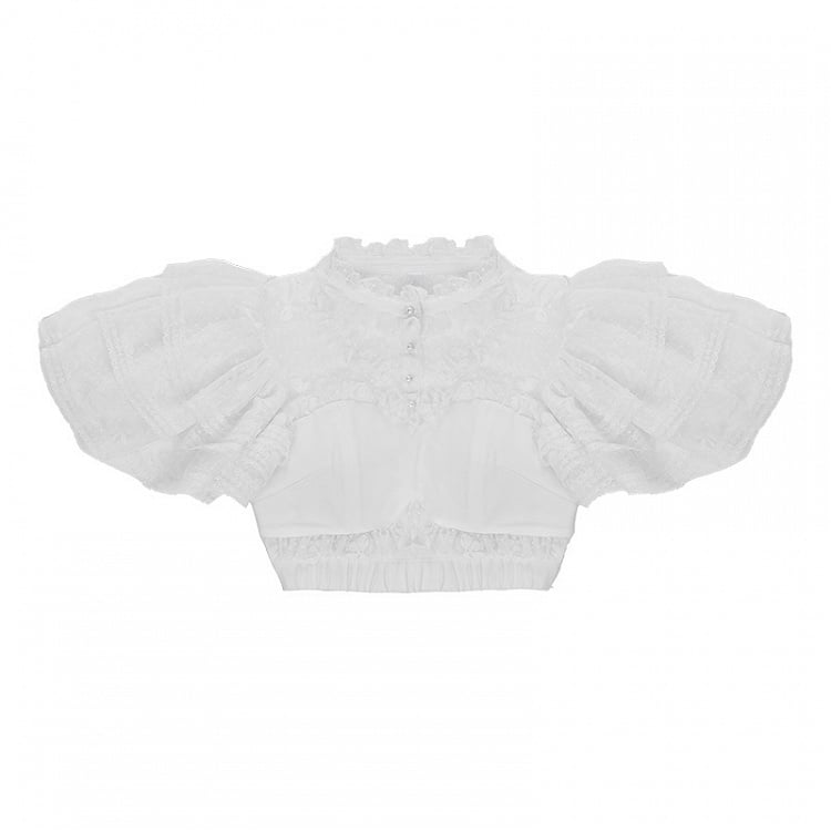 Sheer White Lace Butterfly Blouse - With PUJI