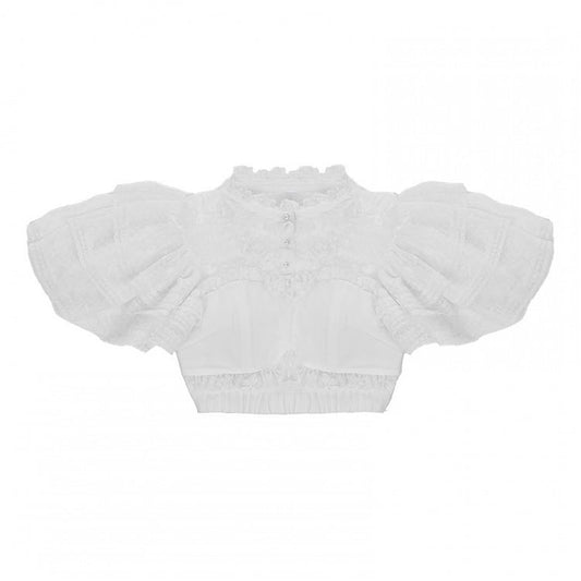Chemisier papillon en dentelle blanche transparente - Avec PUJI