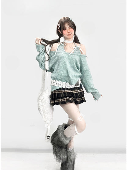 ブラックチェック柄ハイウエストティアードスカート