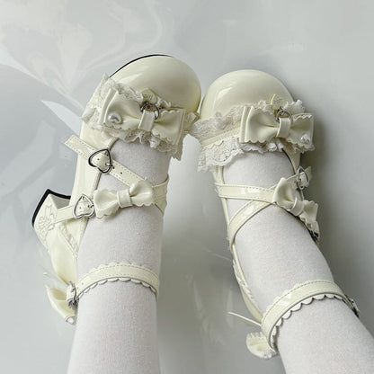 Bow Janes - Mary Accents Mid-heel in PU White