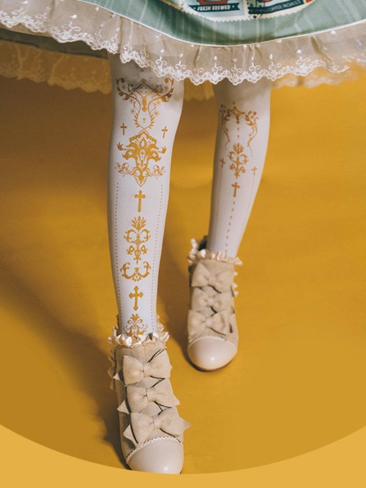 ゴシックロリータクロスプリントタイツ