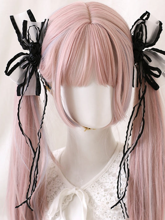 Colors of Pair A Hairclips 7 Bowknot Bud Ribbon Asymmetric