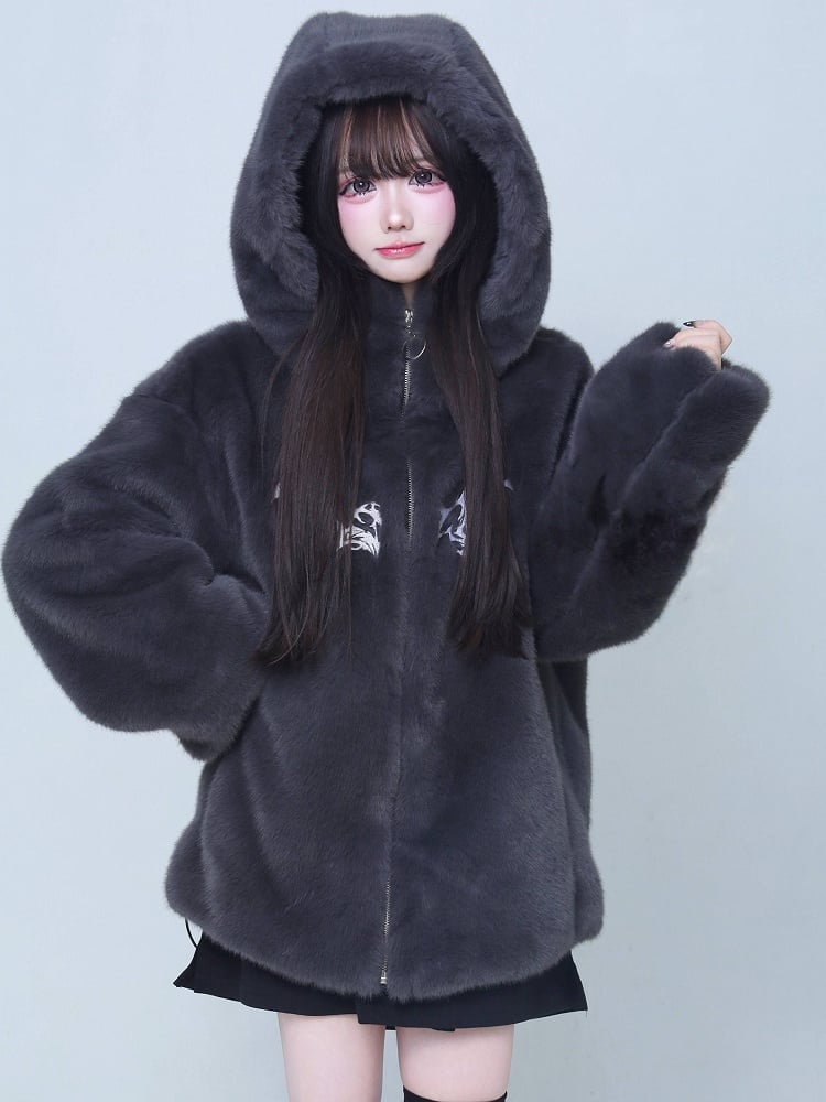 Kei Black Jirai Fleece Embroidered Jacket