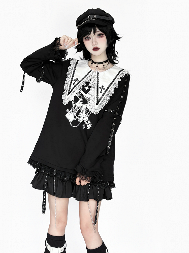 Pendants Edgy with Black Punk Chain Cross and accents Choker