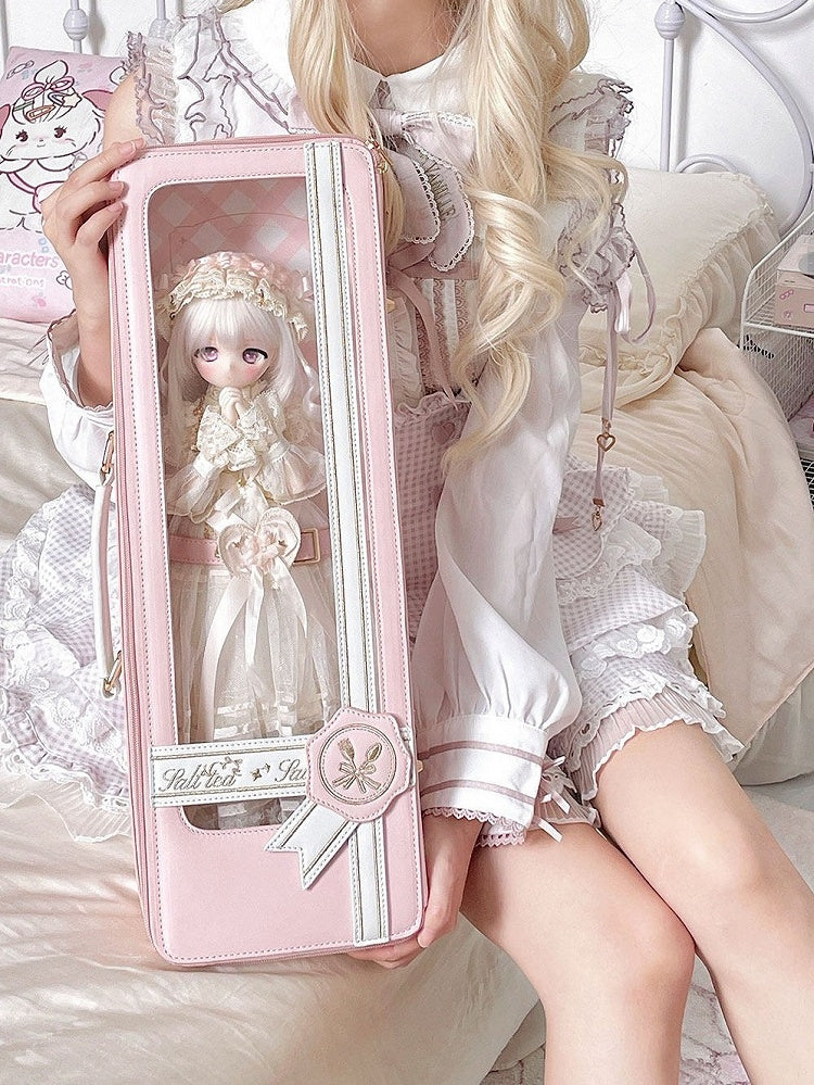 Pink White Sweet Embroidered BJD Bag - Salt Tea
