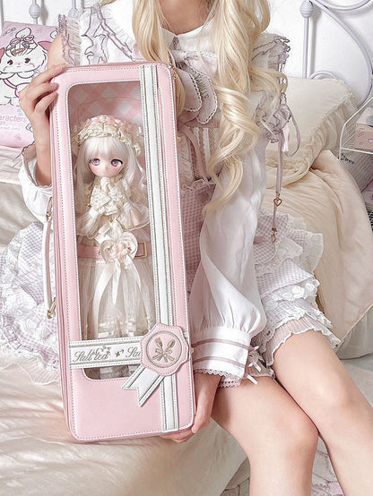 Pink White Sweet Embroidered BJD Bag - Salt Tea