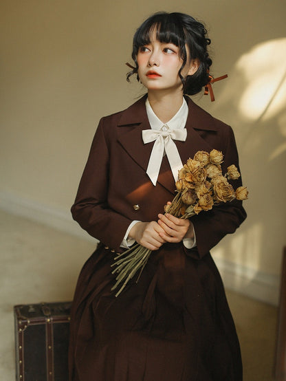 Embroidery JK Uniform Brown with Blazer Elegant Dove