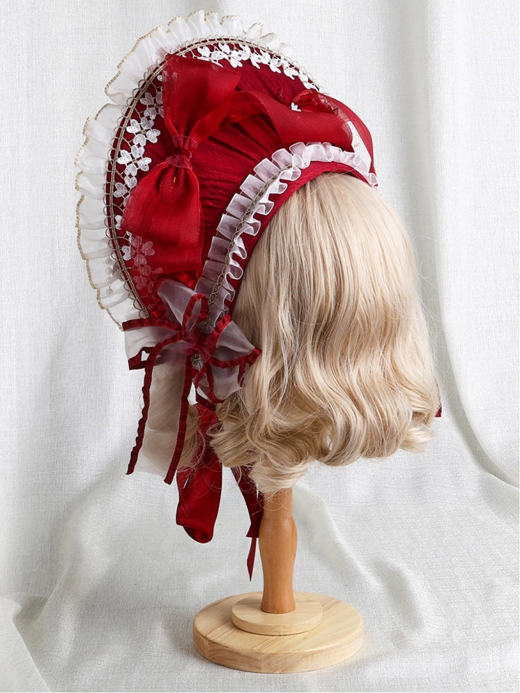 Rose Elegant Snowflake Red Bonnet White