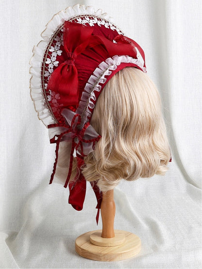 Rose Elegant Snowflake Red Bonnet White