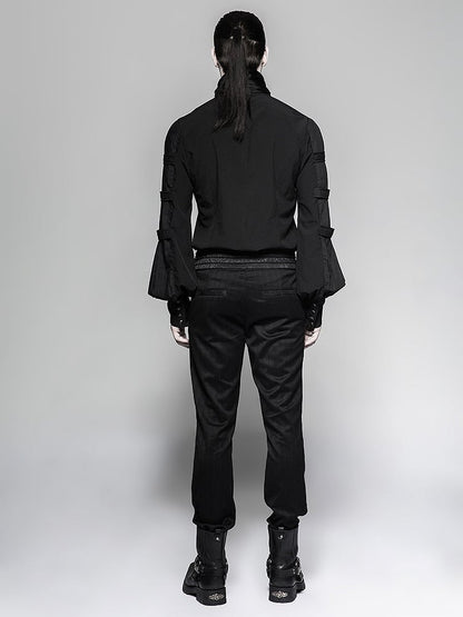 with Necktie Gentleman Shirt Black Steampunk