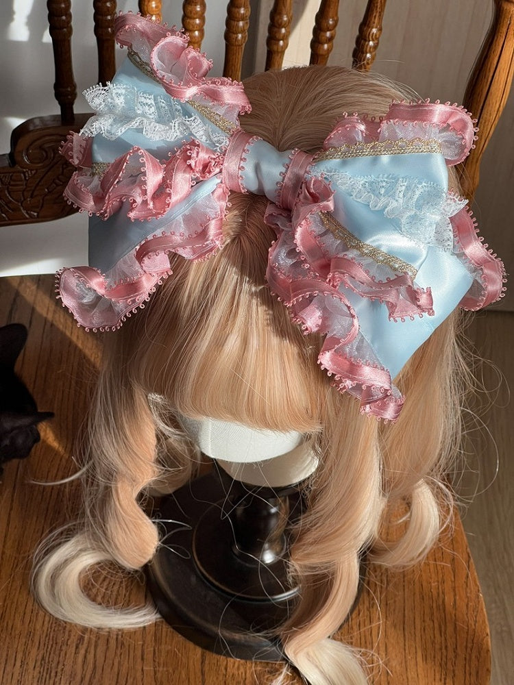 mit Rüschen Schleife Elegant KC Blau Rosa Spitze LolitaGroße Klassische