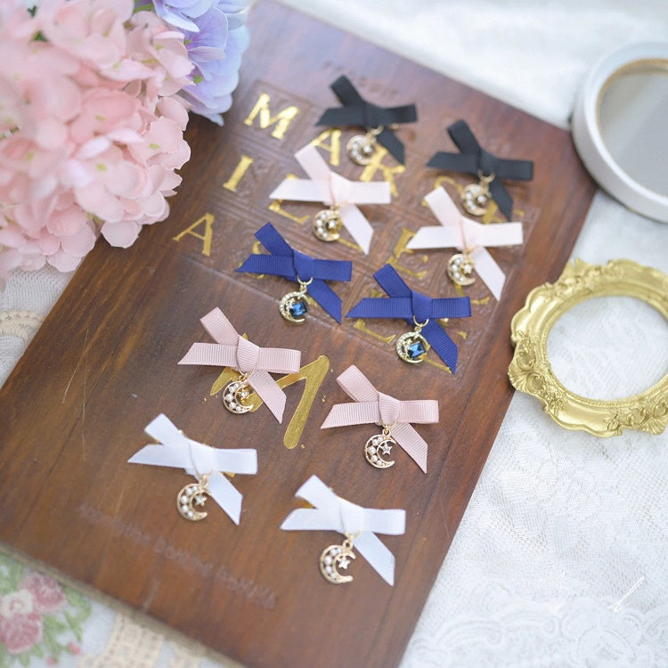 with Jirai Moon Kei Rhinestone Bowknot Hairclips and 5 Charm Colors