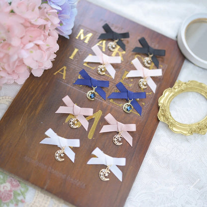 with Jirai Moon Kei Rhinestone Bowknot Hairclips and 5 Charm Colors
