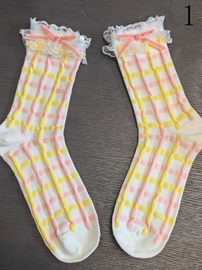 Optionen Cartoon Socken Rüschen Lolita Bündchen Kalb Bunt 9