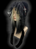 Gothic Black Studs Adorned Lace Trim Cross Charm Knit Hat