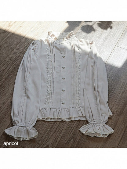 Classic Ruffle Lolita Blouse with Lace - Tiny Garden