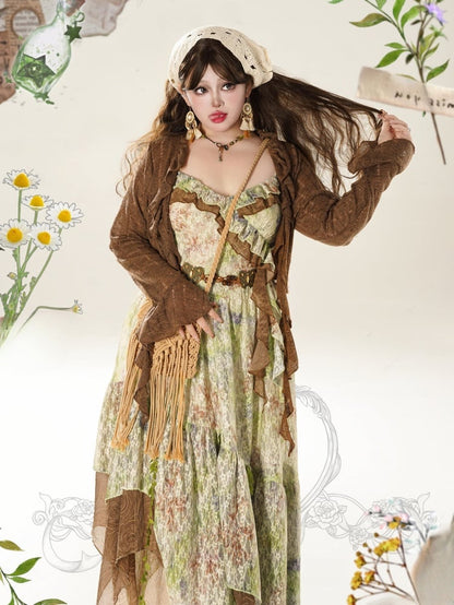 プラスサイズのブラウンカーディガン