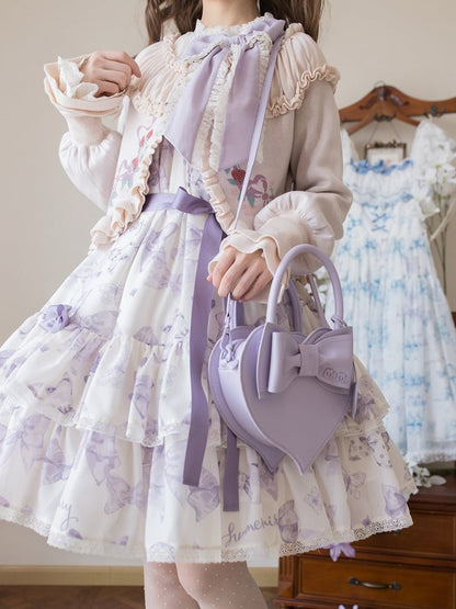 ピンク/ブルー/パープルのハート型クロスボディバッグ