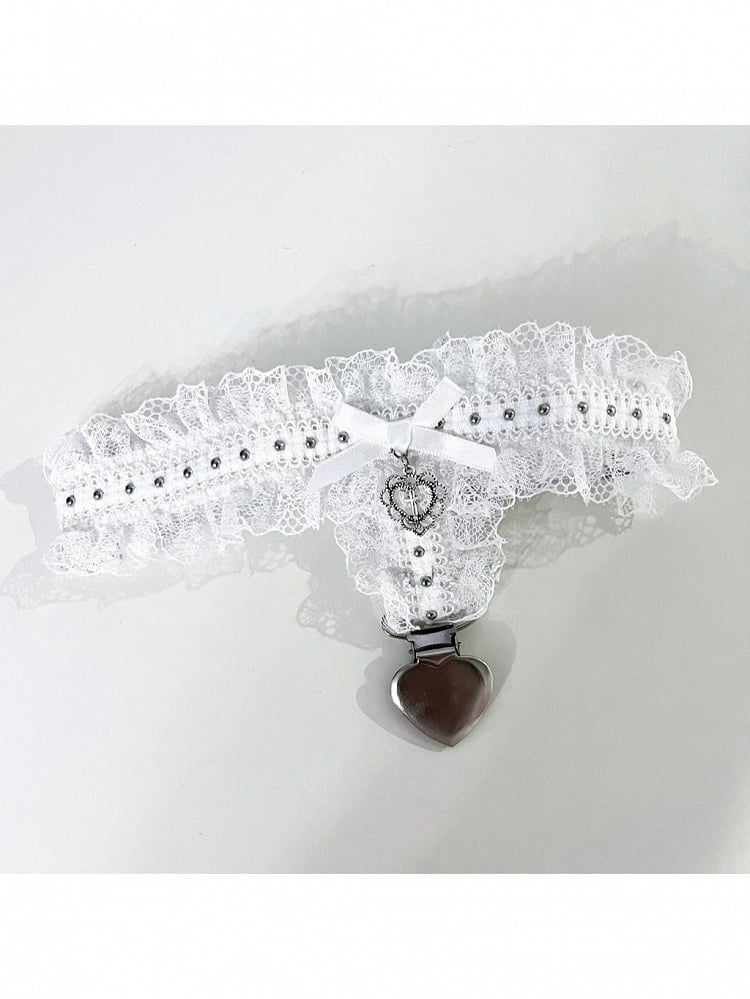 Lace Leg Garter with Heart Pendant and Metal Buckle - Magic Diary