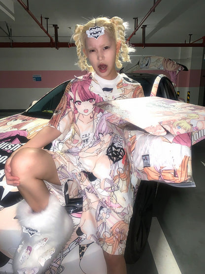 カラフルな漫画プリントパジャマセット