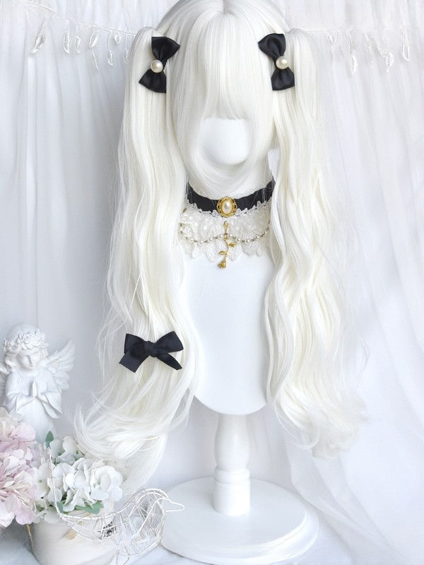 Claw White 62CM Double Length Wavy Ponytail Clips