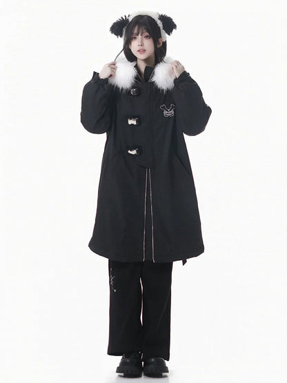 and Cozy Detailing Fleece-Lined Hood Mid with Black/Purple Star Coat Patch Plush Length