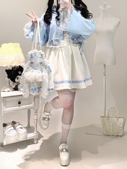 / Detail with Black Lace | Kei Short Trim Cape Kitty-Ear Jirai