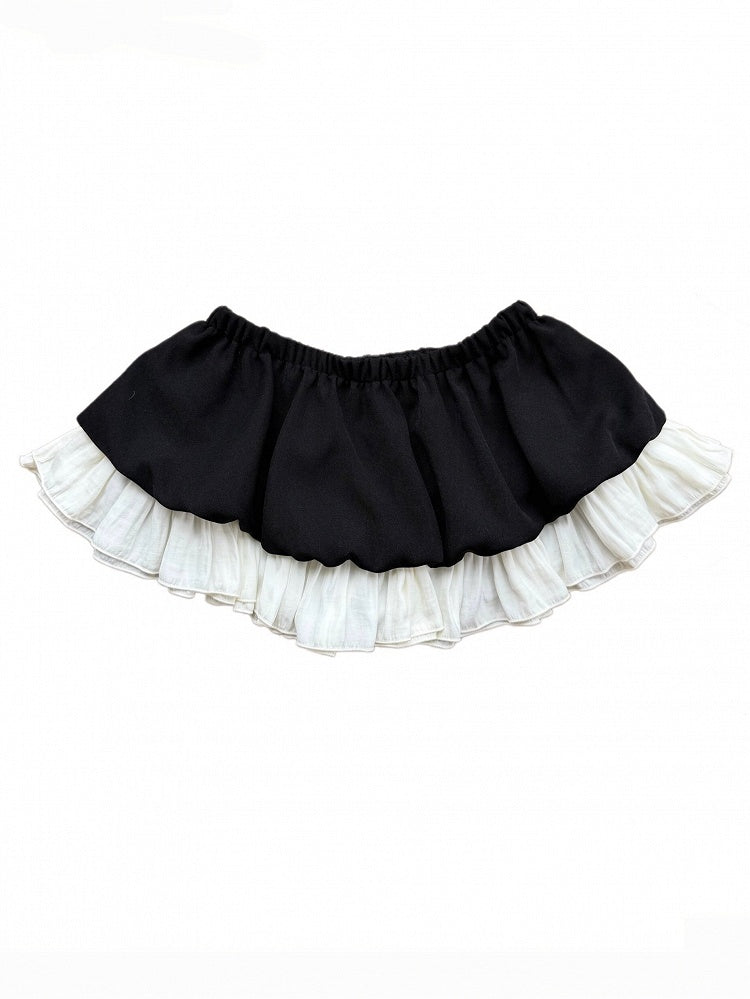 Black & White Ruffle Mini Skirt with Built-In Shorts - Damn Girl