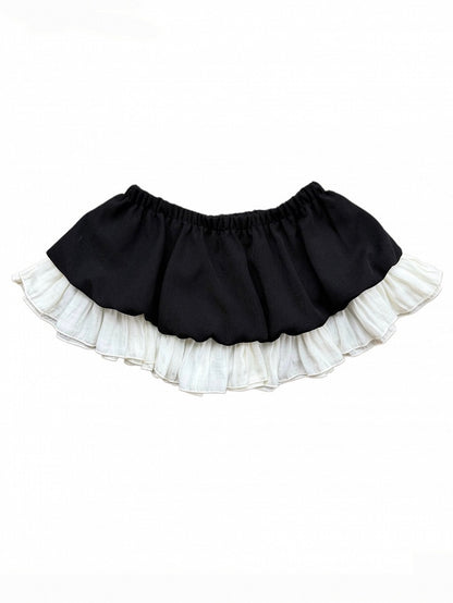 Black & White Ruffle Mini Skirt with Built-In Shorts - Damn Girl