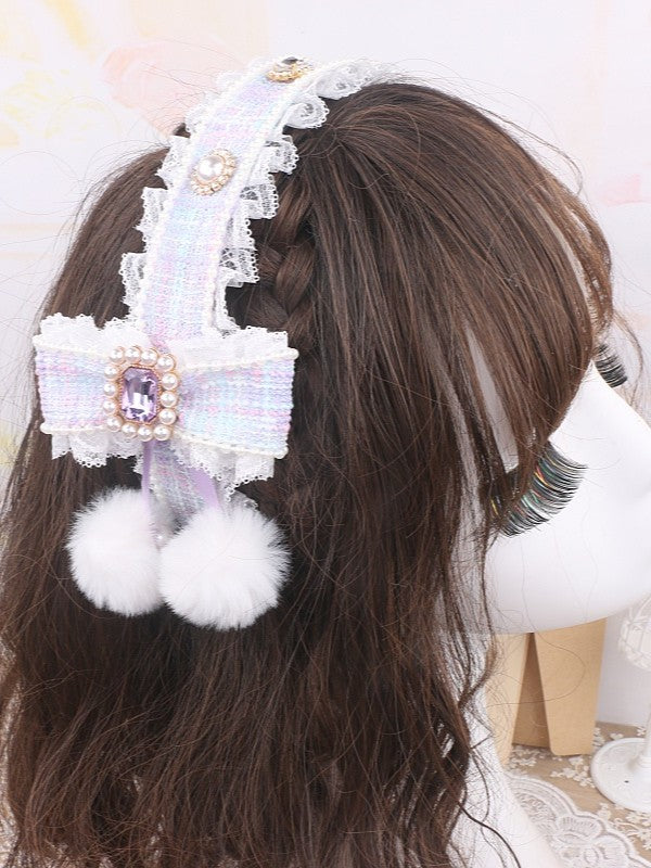 Tweed Bowknot Hairclip Set Options Jirai Color Kei KC 5