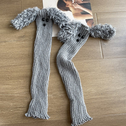 Leg Ribbed Warmers White Puppy Colors: Plush-Accented (4