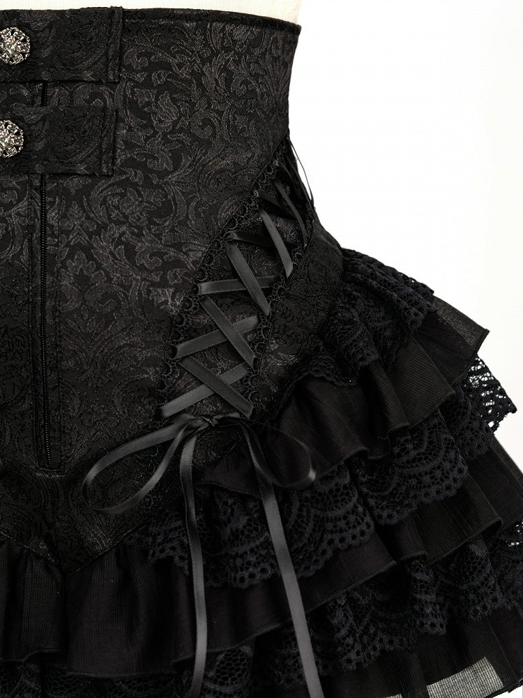Layered Lace High-Waist Shorts with Gothic Charm - DevilInspired Exclusive Collection