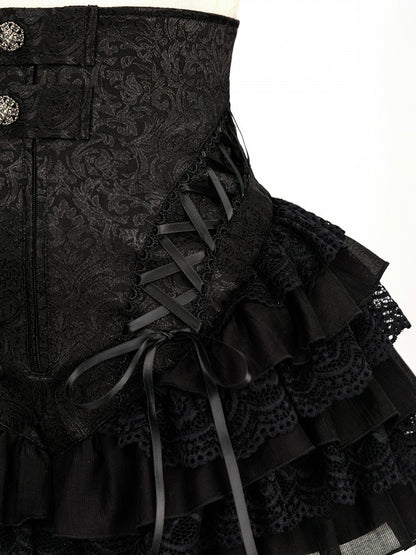 Layered Lace High-Waist Shorts with Gothic Charm - DevilInspired Exclusive Collection