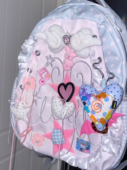 Sweet Winged Heart Backpack in Y2K Style - Black Cherry Sauce