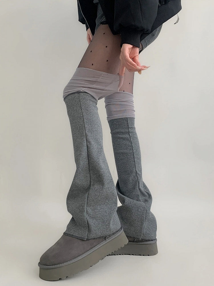 Flared Mesh-Paneled Leg Warmers