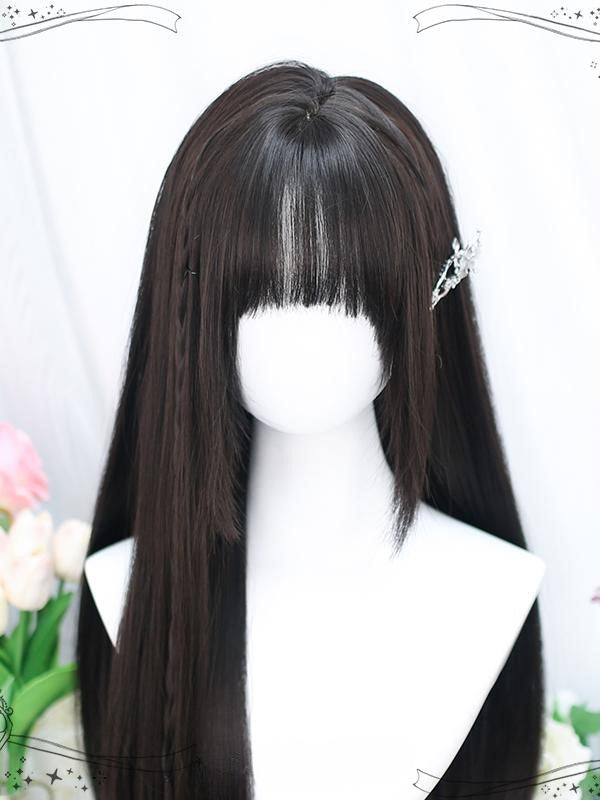Long Bangs Air Wig Straight Black With