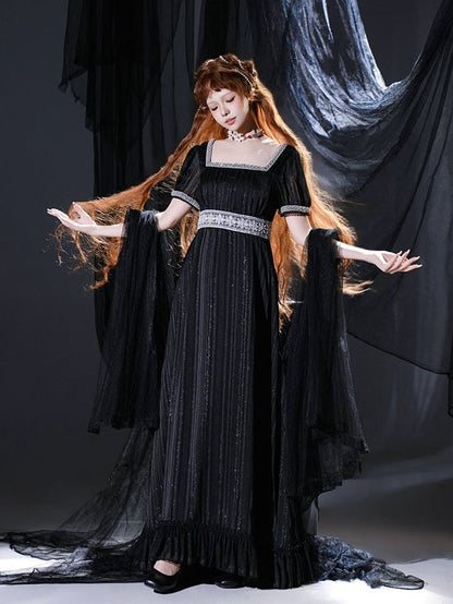Black Dotted Tulle Shawl - sanshanjiu