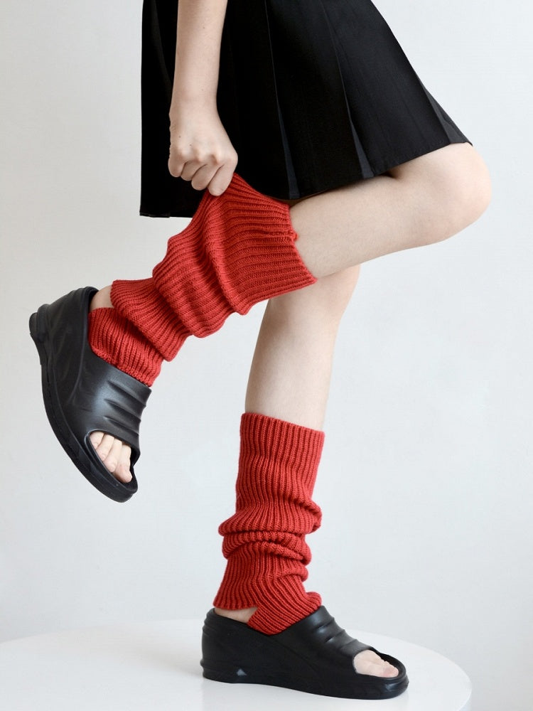 4 Colors Footed Knitted Leg Warmers