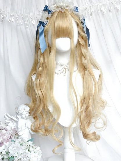 Blonde 65cm Full Bangs Long Wavy Curly Wig - Sinwavy