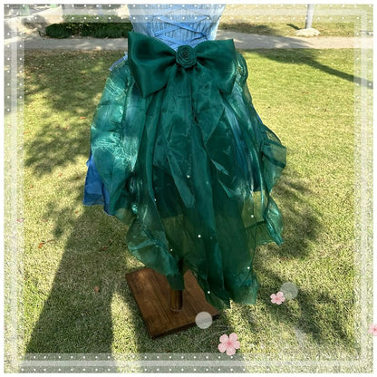 Lolita Bow Train Skirt Tail – Rose Gradient Detachable Back Veil