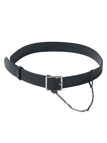 Noir Waist Belt Accented with Hanging Chain Detail - PINK SAVIOR