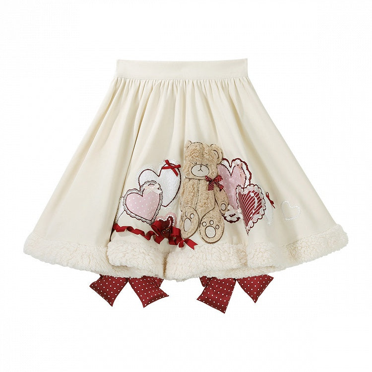 Ears Red Knitted Cape Skirt JSK - Sweet Lolita Dress Winter + Bunny Set Bear-Themed Top Short White