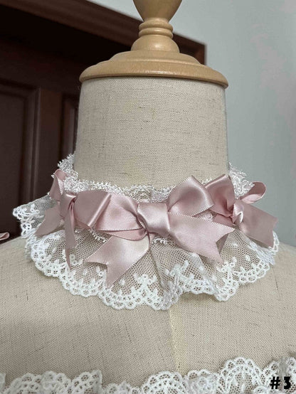 Pink Choker Decorated White Bows