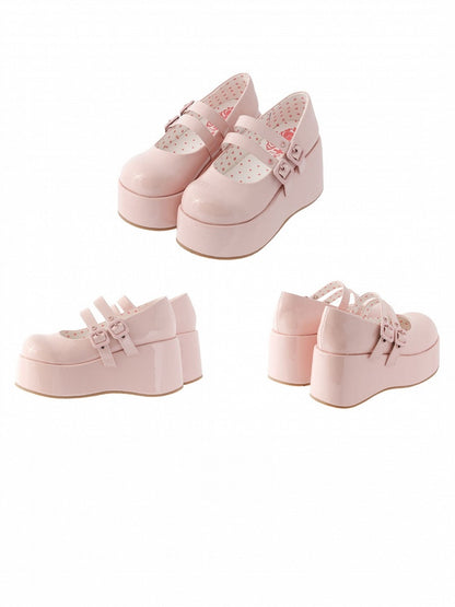 Platform Straps Sweet Buckle with Shoes Dual Jane Mary Pink