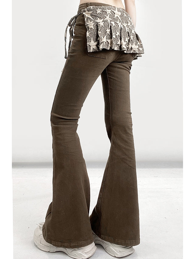 Star Flare mit Millard Fashion Print Braune Silhouette Jeans